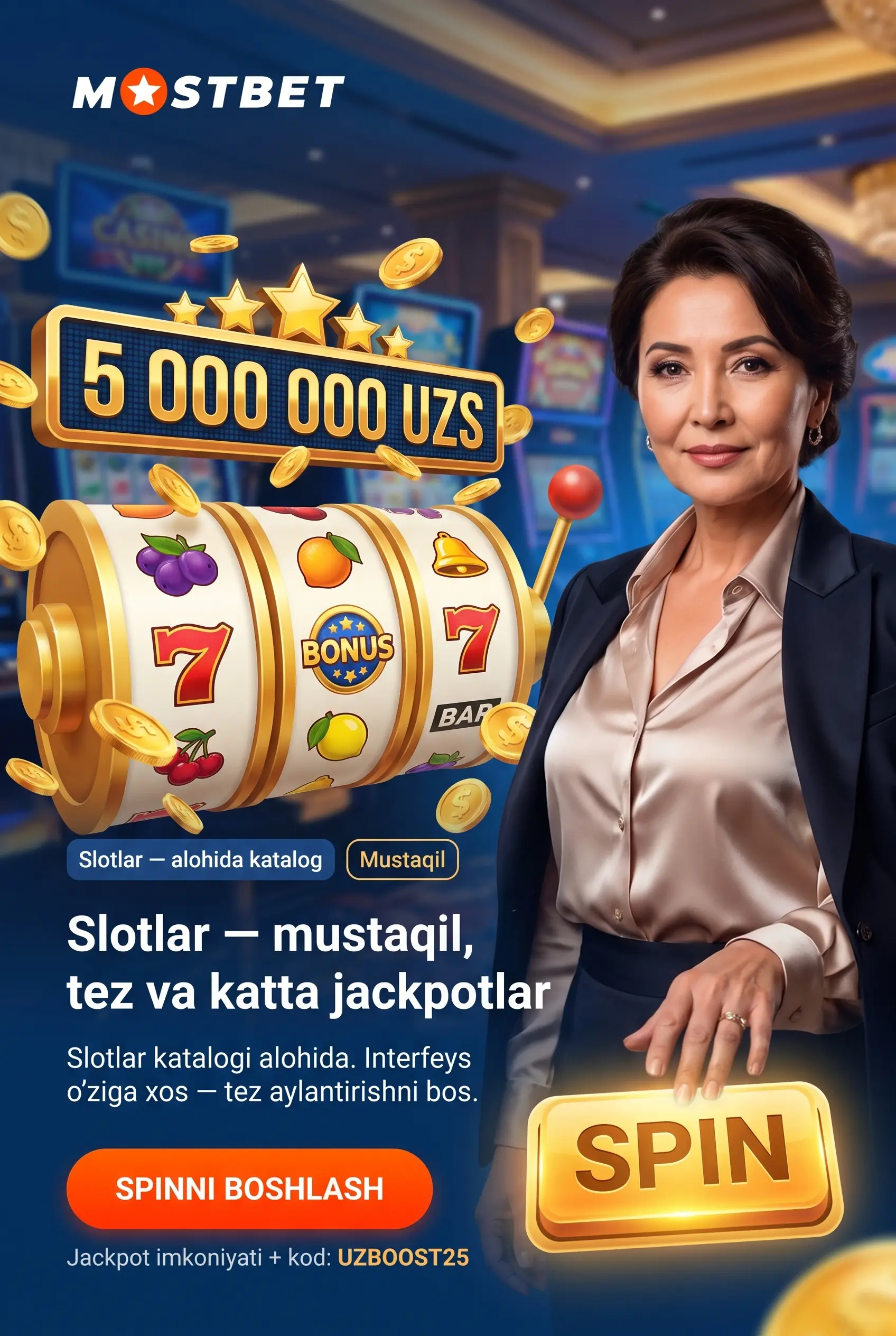 Переход к слотам в Mostbet